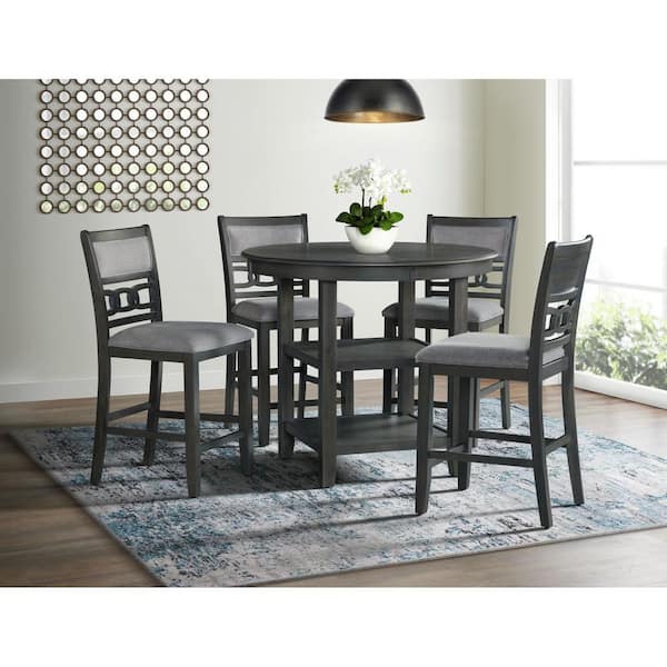 Picket House Furnishings Taylor Gray Polyester Counter Height Chair Side Chairs and Table (Set of 4)