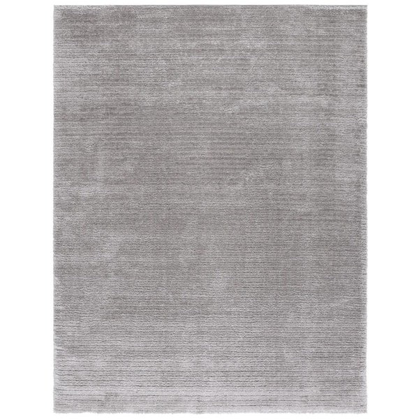 SAFAVIEH Tahoe Shag 9 ft. x 12 ft. Gray Modern Solid Striped Area Rug