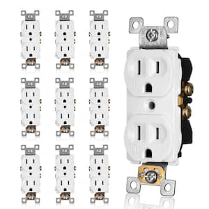 15 Amp 125-Volt Tamper-Resistant NEMA5-15R Wall Mount Duplex Outlet UL Listed, White (10-Pack)