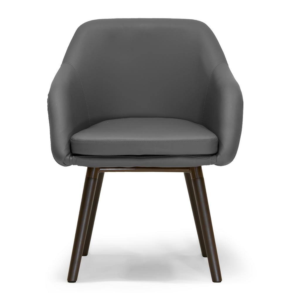 Gray Faux Leather High Back Accent Arm Chair