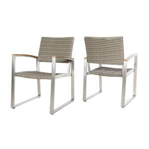 Glasgow Grey Aluminum Outdoor Dining Chair in Dark Grey (2-Pack)