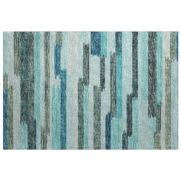 Dream Shag Premium Machine Washable Abstract ADS114 Turquoise 2 ft. x 3 ft. Accent Rug