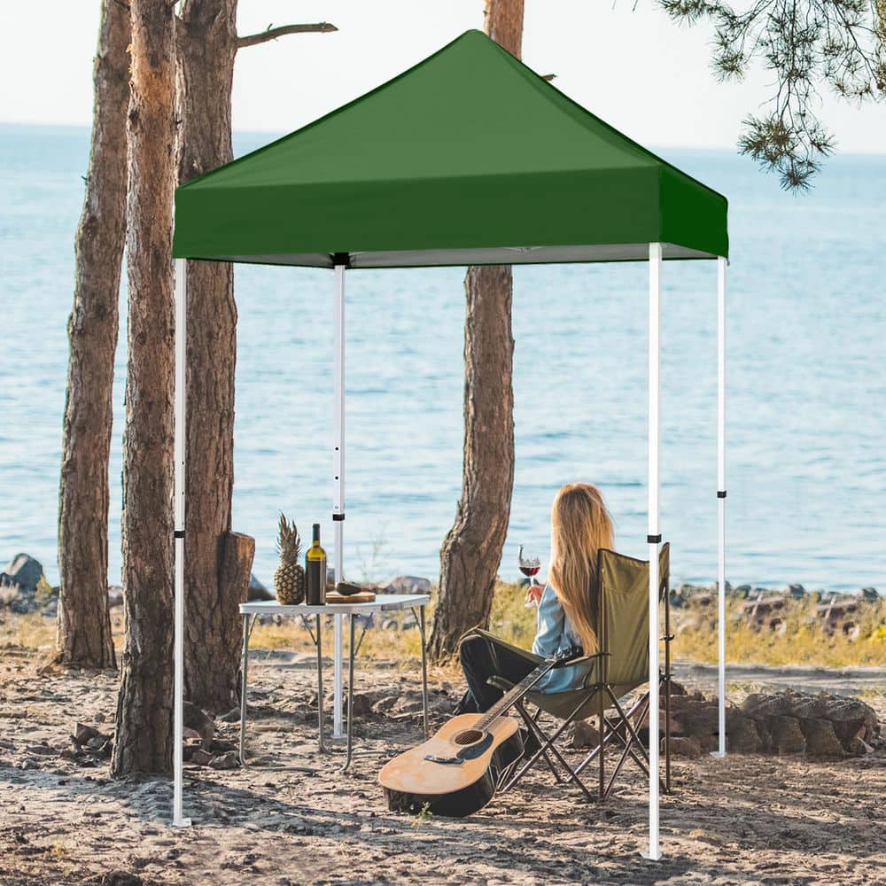 5 ft. x 5 ft. Green Portable Instant Pop Up Canopy with Carry Bag, Adjustable Height, for Beach, Sports and Camping price history on PriceWatchPro