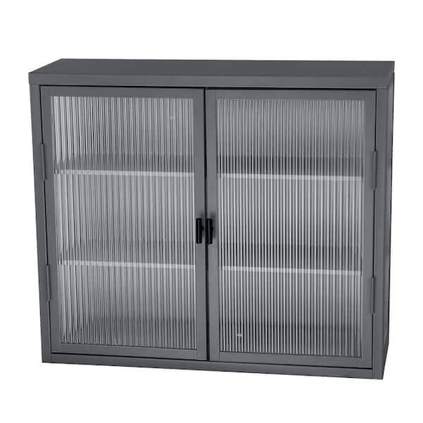 Unbranded 27.6 in. W x 9.1 in. D x 23.6 in. H Bathroom Storage Wall Cabinet in Gray with Detachable Shelves