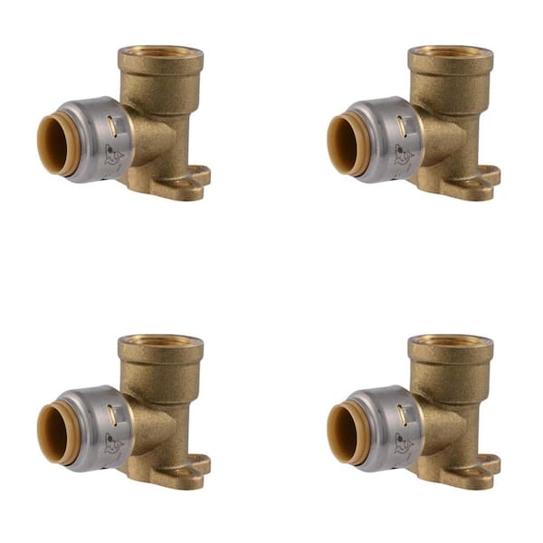 Max 1/2 in. Push-to-Connect x FIP Brass 90-Degree Drop Ear Elbow Fitting Pro Pack (4-Pack)