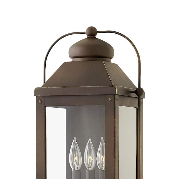 HINKLEY - Anchorage Large 3-Light Light Oiled Bronze Outdoor Wall Mount Lantern Sconce