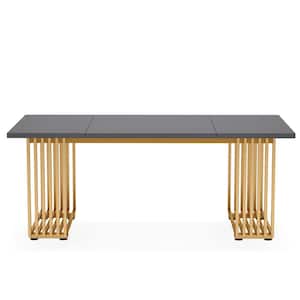 Moronia Gray Wood 70.9 in. Pedestal Dining Table, Seats 6-8