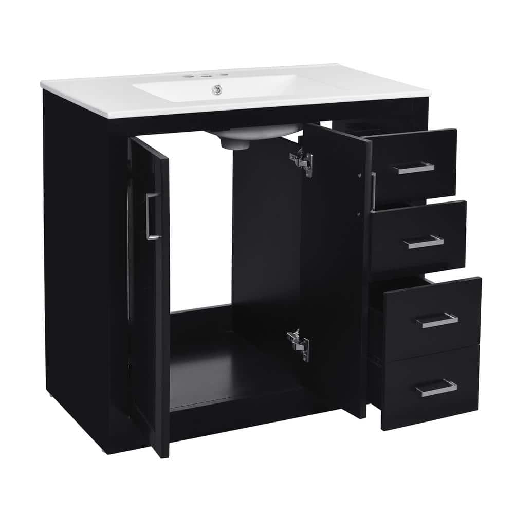 36 in. W x 18.3 in. D x 33.7 in. H Bathroom Black Linen Cabinet price history on PriceWatchPro