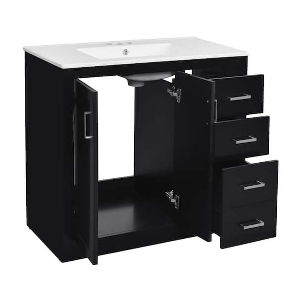 COWLOWN 36 in. W x 18.3 in. D x 33.7 in. H Bathroom Black Linen Cabinet
