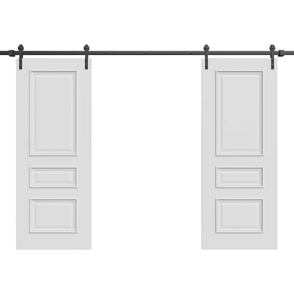 7833 56 in. x 80 in. Sold Core White Enamel Color Wood Sliding Barn Door with Hardware Kit