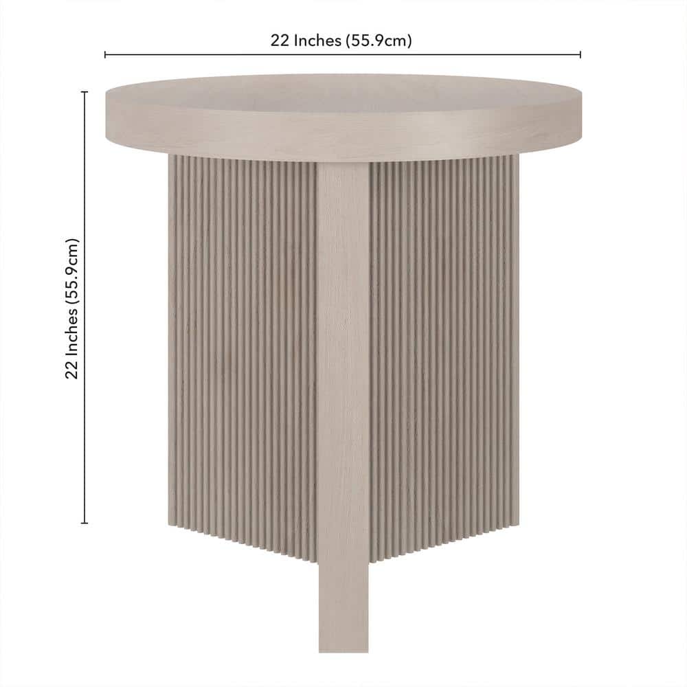 Holm 22 in. Antiqued Gray Oak Round MDF Top End Table - thumbnail 9