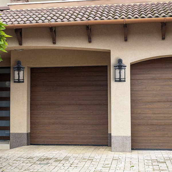 Boardwalk 20 in. 1-Light Black Outdoor Wall Light Fixture with Clear Water Glass