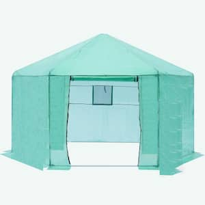 160 in. W x 160 in. D x 105.6 in. H Walk-In Hexagonal Plastic Reinforced Frame Waterproof Insulated Greenhouse