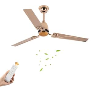 52 in. Indoor Gold Modern 6-Speed Ceiling Fan with Reversible Motor and Remote Control for Bedroom Living Room Kitchen