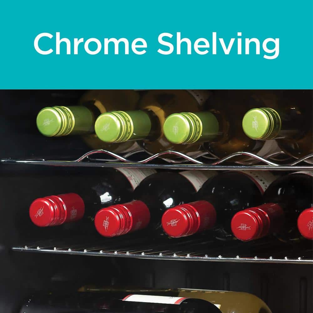 Black Stainless Steel Freestanding Wine Cooler with LED Lighting