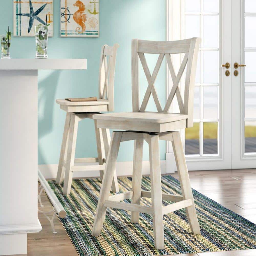 24" Unfinished Double X Back Swivel Wood Counter Stool