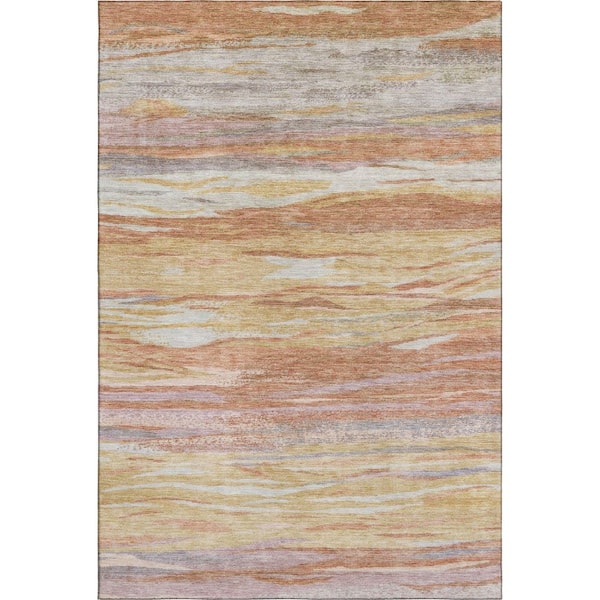 Mayfield Premium Machine Washable Abstract AMF1933 Salmon 10 ft. x 14 ft. Area Rug