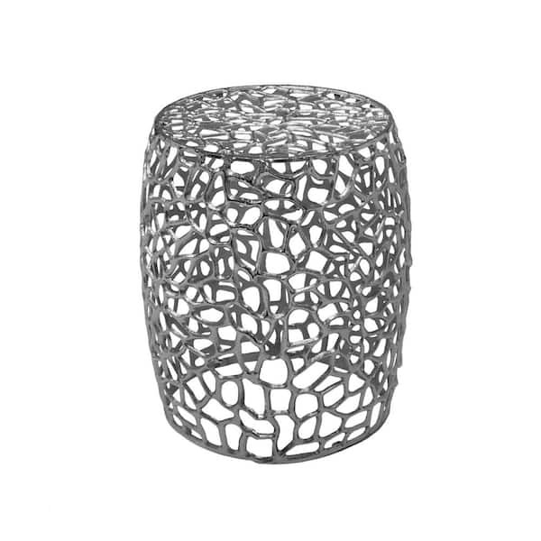 CHRISTOPHER KNIGHT HOME Belmont Modern Aluminum Drum End Table, Silver Nickel