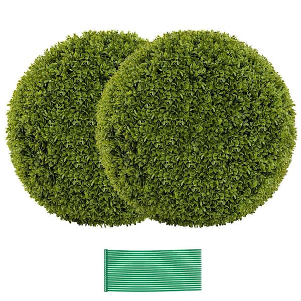 1.7 ft. Green Artificial Sun-Protective Boxwood Topiary Spheres Tree for In-Outdoor Decor (2-Pack)