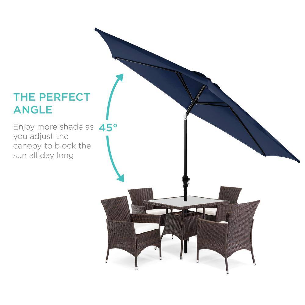 Navy Blue 10ft Steel Market Patio Umbrella with Crank and Tilt