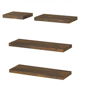 15.7 in. W x 5.7 in. D Brown Wall Mounted Floating Shelves with Invisible Bracket, Decorative Wall Shelf (Set of 4)