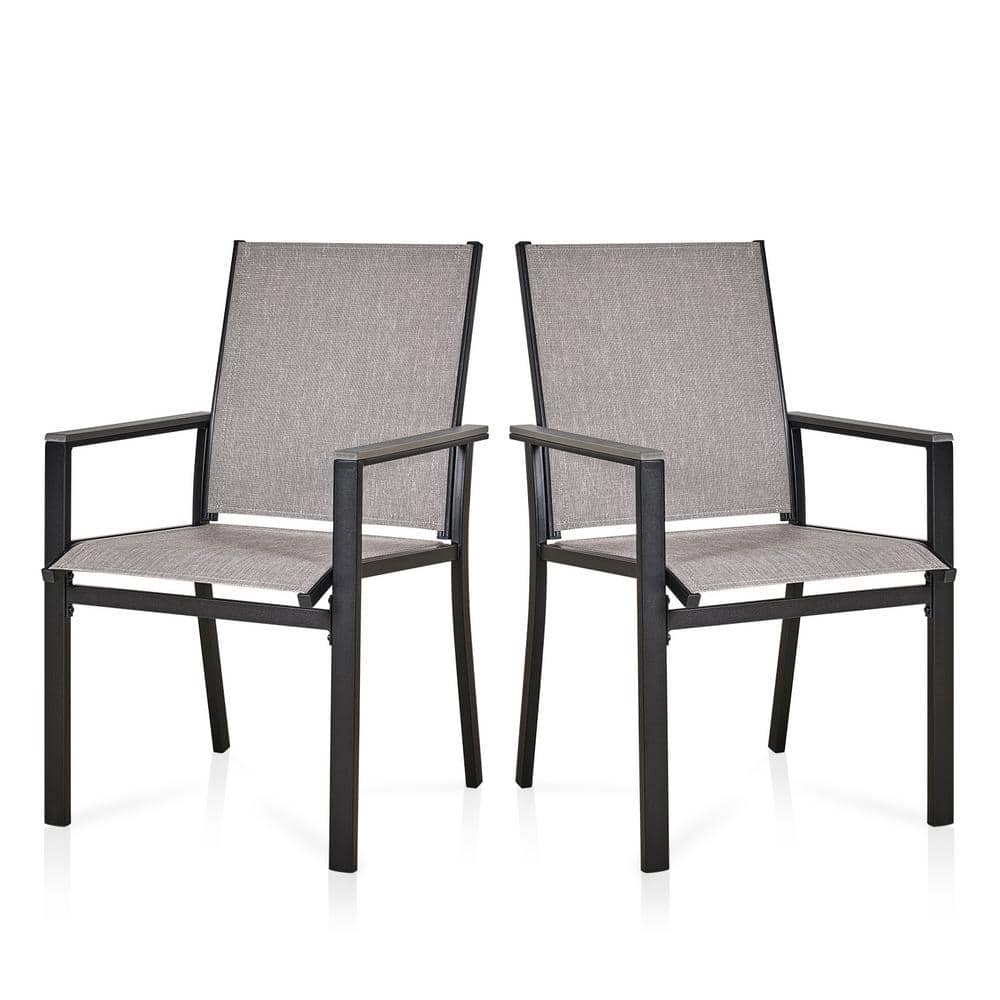 MEOOEM 2-piece Outdoor Patio Dining Chairs, Textilene Metal Bistro ...