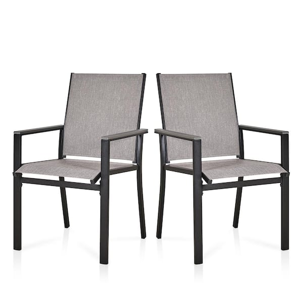 MEOOEM 2-piece Outdoor Patio Dining Chairs, Textilene Metal Bistro Garden Chairs Set