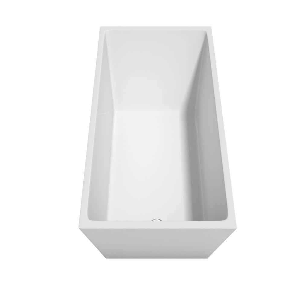 Hannah 59'' White Acrylic Freestanding Soaking Bathtub with Chrome Faucet