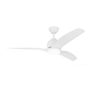 Avila Coastal 54 in. LED Indoor/Outdoor Matte White Ceiling Fan with Light Kit, Remote Control and Reversible Motor
