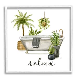 Relax Tub Plants Arrangement Design By Nan Framed Typography Art Print 24 in. x 24 in.