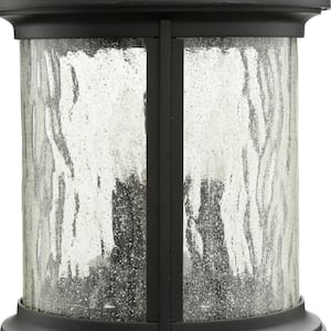Ashmore Collection 3-Light Textured Black Water Seeded Glass New Traditional Outdoor Medium Wall Lantern Light