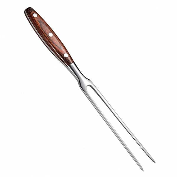 Heat‑Insulated Sturdy‑Built Metal with Wood Finish, 11.6 in. 2‑Prong Meat Carving Fork, Ideal Pizza‑BBQ Accessory