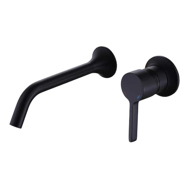 Tomfaucet Modern SingleHandle Wall Mounted Faucet Bathroom Sink Faucet in Matte Black TFB1174