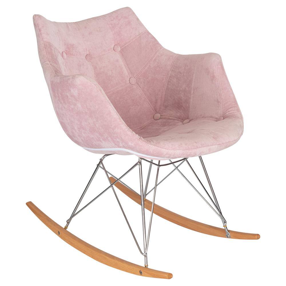 Leisuremod Willow Pink Velvet Rocking Chair WR24VPK The Home Depot
