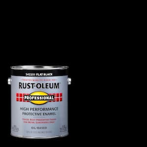 1 Gallon High Performance Protective Flat Enamel Black Oil-Based Interior/Exterior Metal Paint (2-Pack)