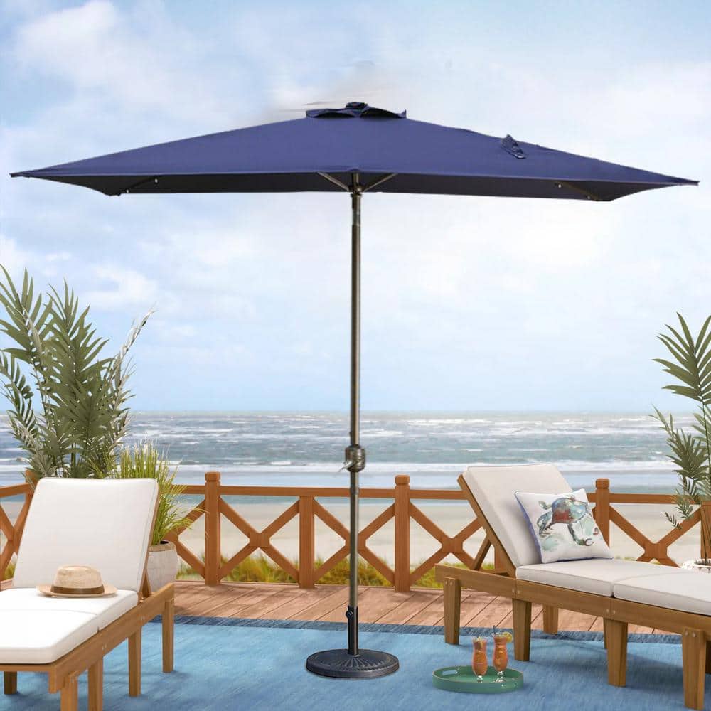 7.5 ft. Aluminum Market Patio Umbrella with Crank and Push Button Tilt in N