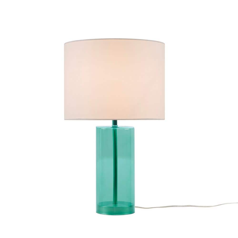 Neonova Blue Glass Table Lamp with White Shade