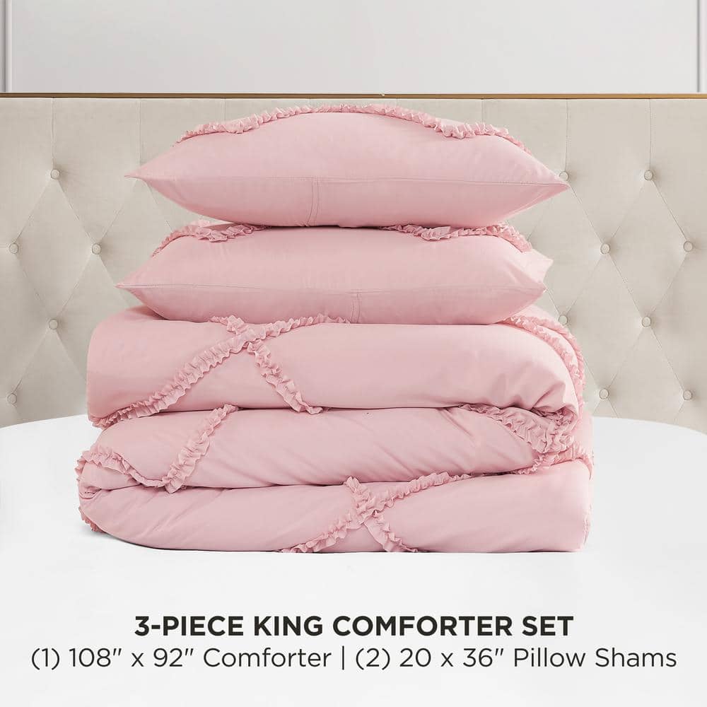 Light Pink Twin Microfiber Reversible Comforter Set
