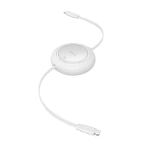 100W 6.6 ft. Retractable USB C to USB C Fast Charging Cable with 7-Stage Length in White