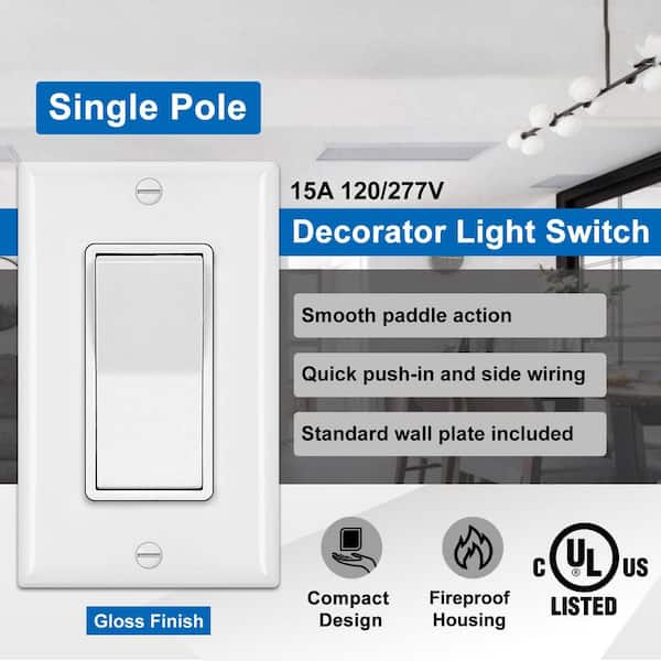 Yichuhaoxi 15 Amp Single Pole Illuminated Antimicrobial Rocker
