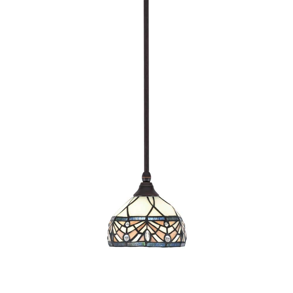 Sparta 100-Watt 1-Light Dark Granite Shaded Pendant Light with Royal Merlot