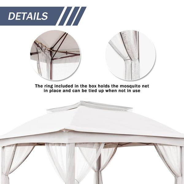 JOYSIDE 11 ft. x 11 ft. White Steel Pop-Up Gazebo with