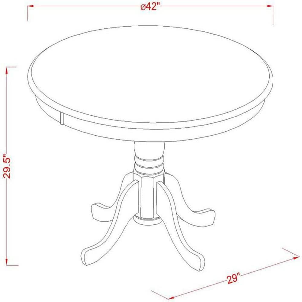Mahogany Finish Round Dining Table with 4 High Back Chairs
