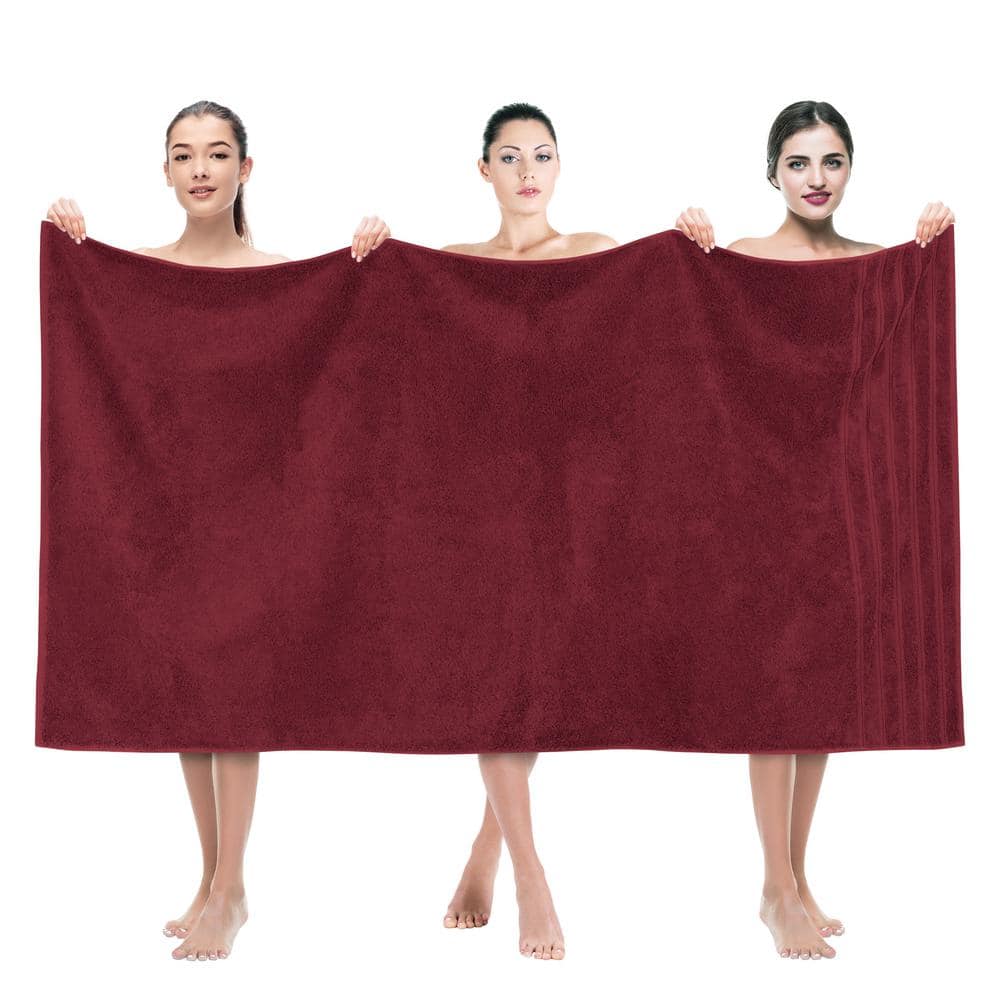American Soft Linen 35 x 70 in. 100 Turkish Cotton Bath Towel Sheets, Burgundy Red