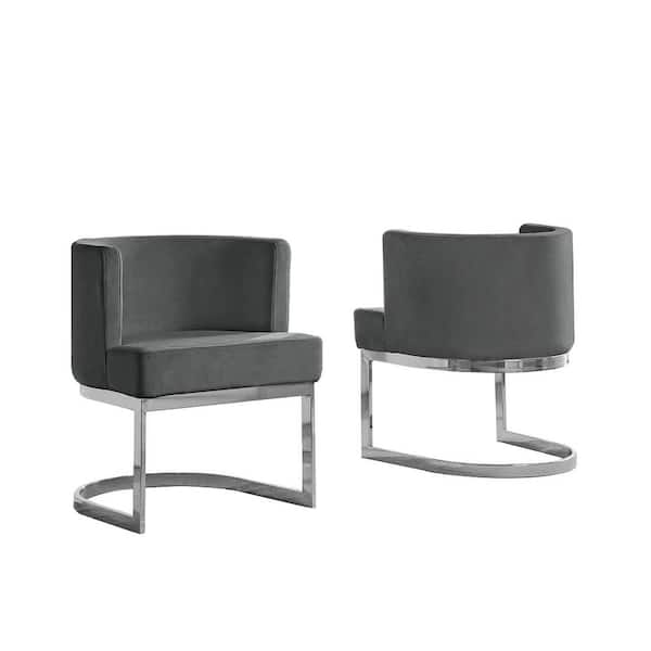 Best Quality Furniture Joe Dark Gray Velvet Chrome Legs Dining Chair (Set of 1)