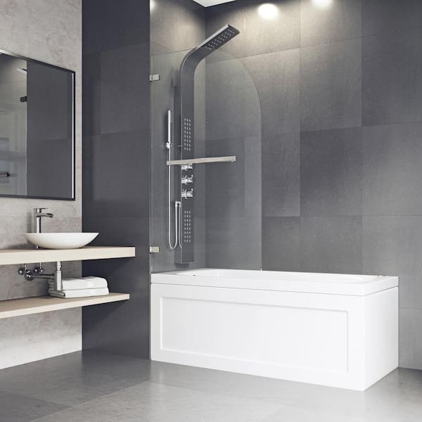 VIGO Orion 34 in. W x 58 in. H Pivot Frameless Tub Door in