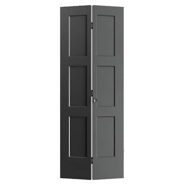 Masonite 30 in. x 80 in. Jet Black Calden 3-Panel Hollow Core