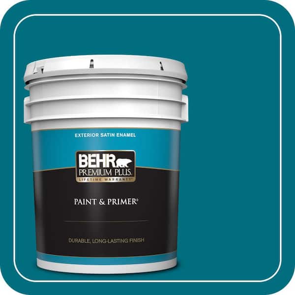 BEHR PREMIUM PLUS 5 gal. #MQ4-54 Coastal Jetty Satin Enamel Exterior Paint & Primer