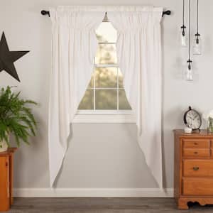 Simple Life Flax 36 in. W x 84 in. L Light Filtering Prairie Window Curtain Panel in Antique White Pair