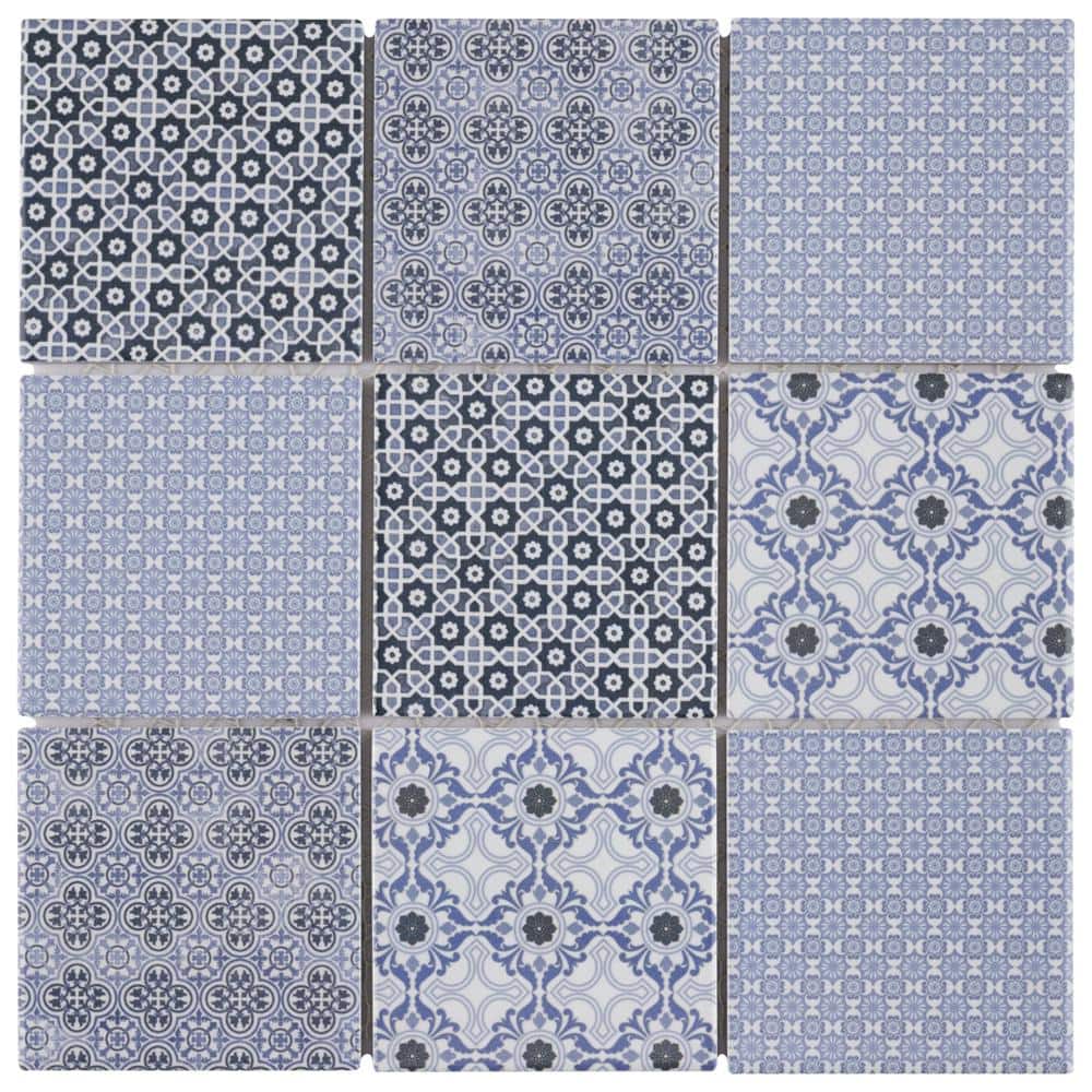 Classico 4 in. Square Blue 11-5/8 in. x 11-5/8 in. Porcelain Mosaic Tile (9.6 sq. ft./Case) price history on PriceWatchPro